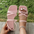 thumbnail image 6 of Xfvqtps Women Strappy Sandals Flat Slip on Open Square Toe Crisscross Summer Sandals Casual Shoes Walking Sandals, 6 of 9