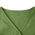 thumbnail image 6 of CHGBMOK Womens Solid Maxi Linen Dress V-neck Casual Short Sleeve A-Line Dress Drawstring Waist Flowly Beach Vacation Casual Dress, 6 of 9