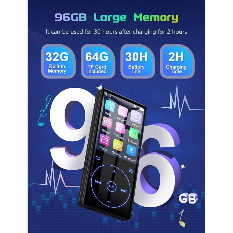MUSICOZY 96GB MP3 Player with Bluetooth 5.0: Portable MUSICOZY 96GB MP3 Player with Bluetooth 5.0: Portable