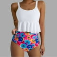 thumbnail image 2 of Atogsazn Womens Tankini Swimsuits Ruffled Tank Top Tummy Control Floral Modest Swimwear High Waisted Bikini 02-White L, 2 of 3