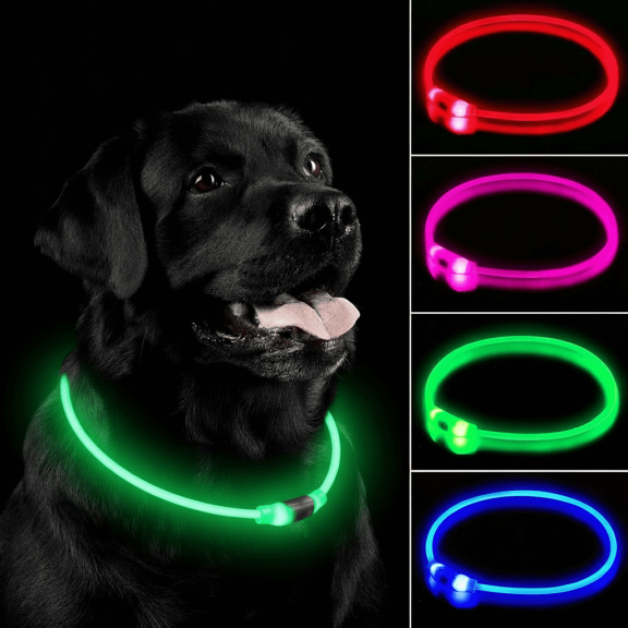 EVERBETTERUS LED Dog Collar Adjustable USB Rechargeable Super Bright Safety Light Glowing Collars for Dog