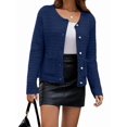 thumbnail image 3 of Womens Knit Cardigan Sweaters Fall Fashion Long Sleeve Open Front Down Casual Jacket Winter Clothes Navy Blue XL, 3 of 7