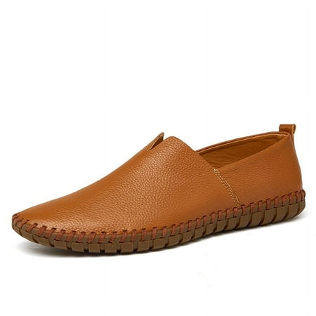 Mens Loafers Slip on Shoes Casual Comfort Soft Moccasin Daily Flats Driving Walking Shoes Lightweight-Brown