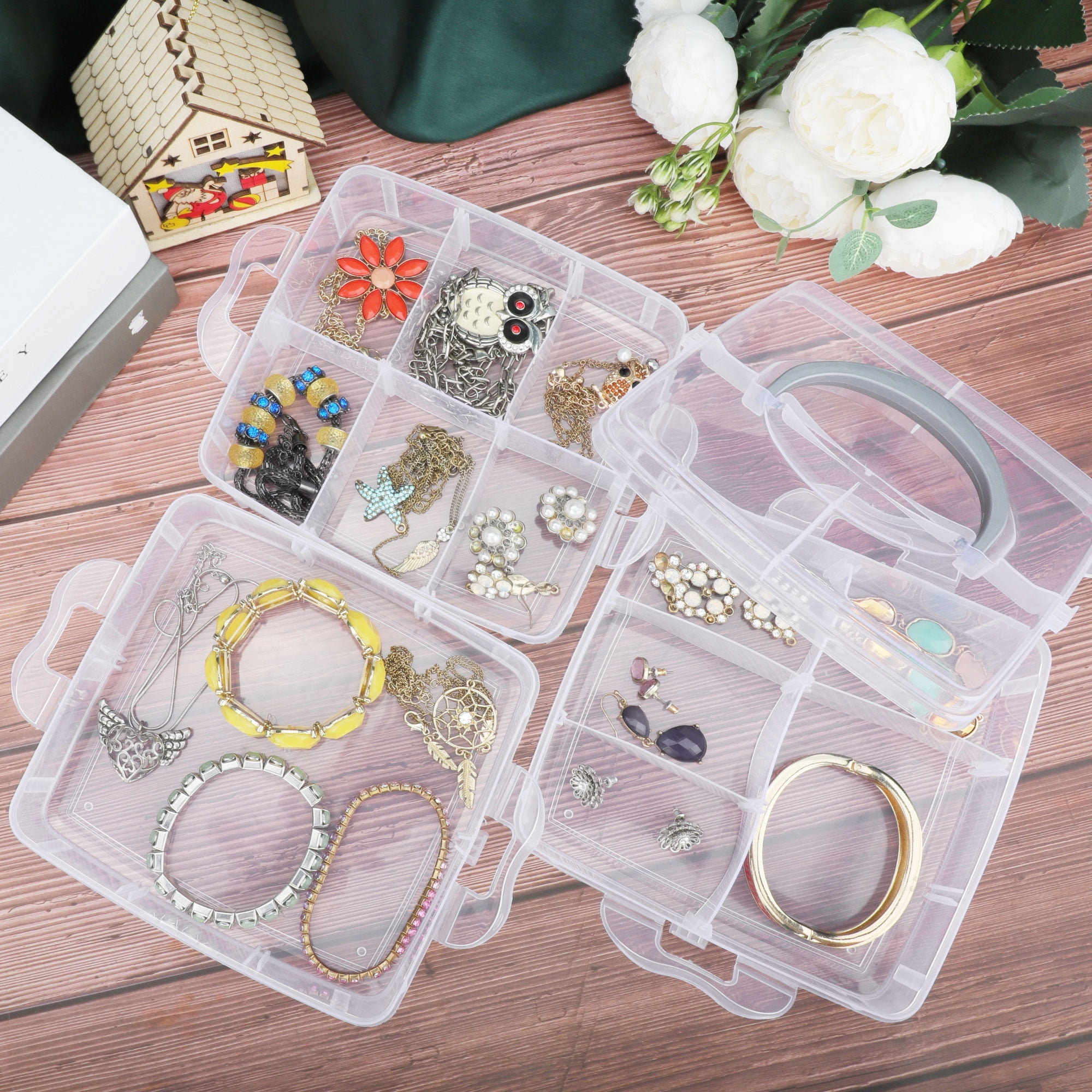 Plastic Organizer Box Storage Container Jewelry Box with Adjustable Dividers  for Beads Art DIY Crafts Jewelry Fishing Tackles Color: 5.71x3.23x1.38in