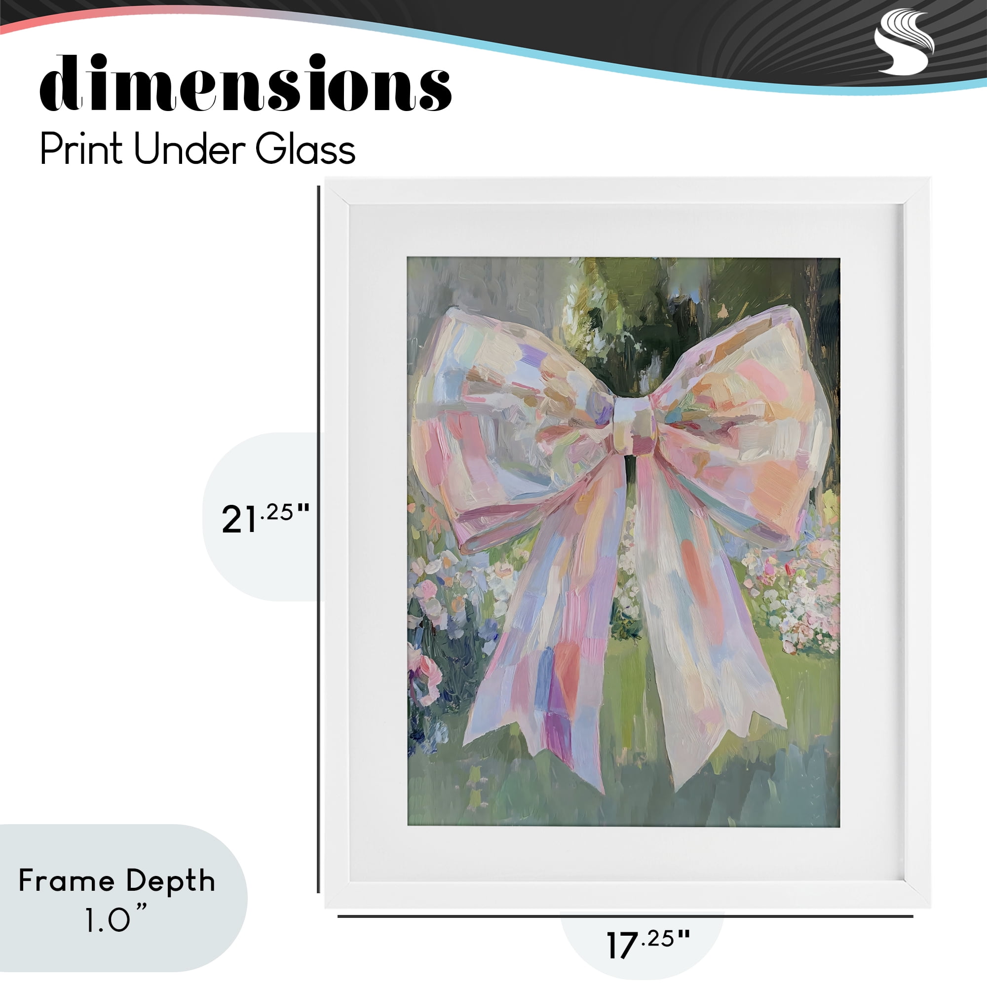 Stupell Industries Iridescent Pink Bow in Garden White Framed Print Under Glass, design by The Prints Vibe