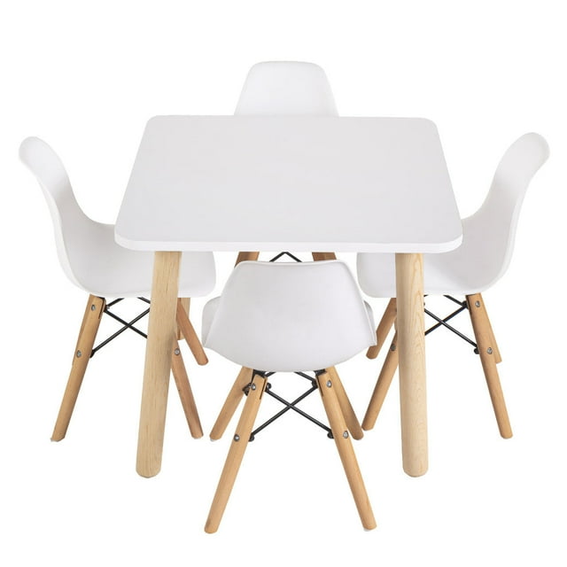 Mesa Melamina Cuadrada Duduk con Cuatro Sillas Berlin Blanco