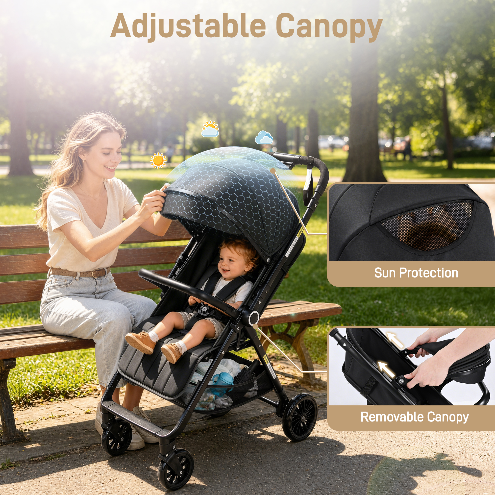 Vomeast Lightweight Foldable Stroller with Reversible Handle photo 8