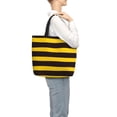 thumbnail image 3 of Sigee Bee Stripe Print Large Capacity Zippered Tote Bag - Durable, Stylish and Versatile for Everyday Use, 3 of 9