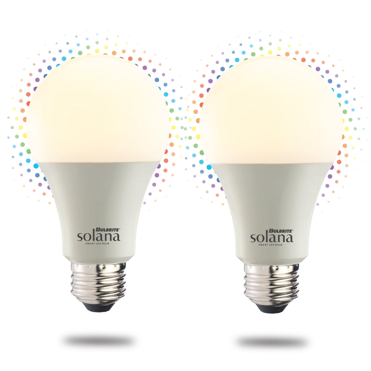 Bulbrite Solana 2-Pack A19 WiFi Connected Color Changing LED  Smart Light Bulb, Frost