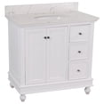 thumbnail image 3 of Bella 36" Bathroom Vanity with White Cabinet and Engineered Marble Top, 3 of 7