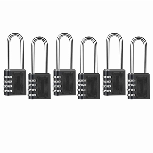 Paquete de 6 Candados Con Combinación para Exteriores, Candado Con Grillete de 6,5 cm, Candado Con Combinación Reiniciable de 4 Dígitos Impermeable