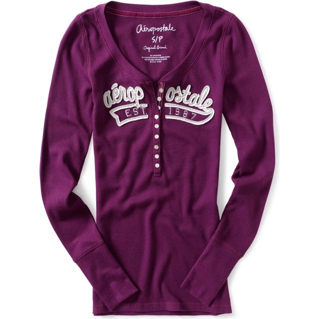 Aeropostale - Camiseta térmica de manga larga para mujer, color morado, pequeño