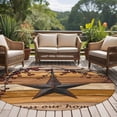 thumbnail image 5 of Yellow Brown Texas Star 8ft Round Rug, Retro Country Star Farmhouse Wooden Non-Skid Rubber Backing Large Area Rugs - Living Room Bedroom Home Office, Indoor Floor Mat Carpets Washable Rug, 5 of 9
