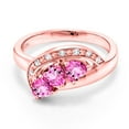 thumbnail image 2 of Gem Stone King 18K Rose Gold Plated Silver Pink Mystic Topaz and White Created Sapphire Engagement Ring for Women (1.03 Cttw, Gemstone November Birthstone, Heart Shape 4MM, Size 5), 2 of 4