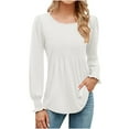 thumbnail image 1 of CEHVOM Mode Femme Solide Décontracté Manches Bouffantes Col Rond Manches Longues Liquidation, 1 of 3