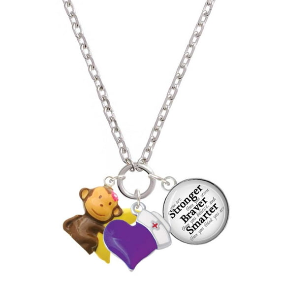 Delight Jewelry Resin Monkey Hugging a Banana - Purple Heart Nurse Strong Zoe Necklace