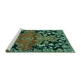 thumbnail image 2 of Ahgly Company Machine Washable Indoor Round Persian Turquoise Blue Traditional Area Rugs, 4' Round, 2 of 4