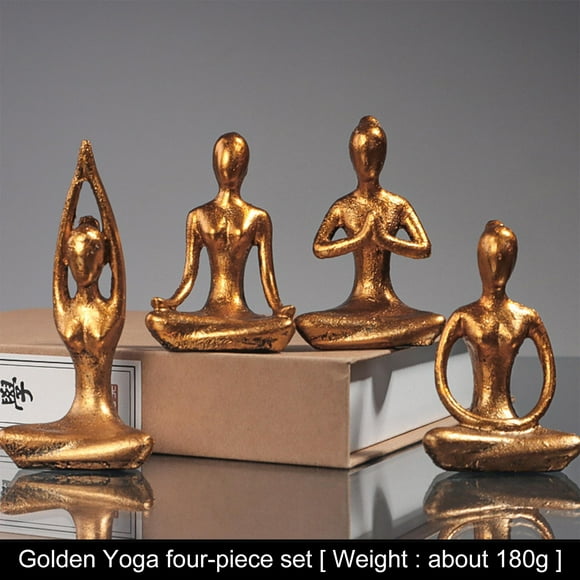 de 4 estatuas de estatuilla de yoga de cerámica, decoración de de yoga de pose de yoga de meditación, decoración de de centro de Fernando Figura de estatua de postura de yoga