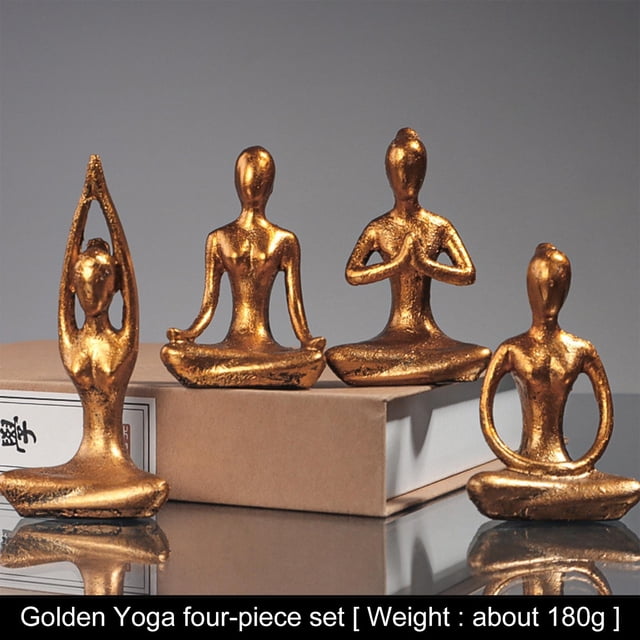 de 4 estatuas de estatuilla de yoga de cerámica, decoración de de yoga de pose de yoga de meditación, decoración de de centro de Fernando Figura de estatua de postura de yoga