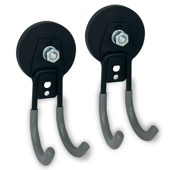 TSUYA Heavy Duty Large Garage Magnet Hooks, 22LBS Strong Storage Utility Magnetic Hooks with Anti-Slip Coating for Indoor & Outdoor Hanging (D66 Base, Gray Round Hook)