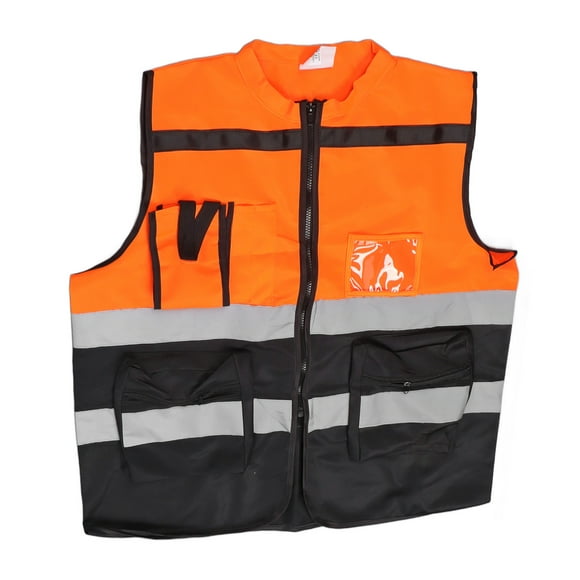 Reflective Clothing, Warning Effect Wear Resistance Orange XL Zipper Design Reflective Safety Vest Multifunctional Adjustable Size for Public Security