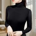 thumbnail image 3 of Gytharion Long Sleeve Shirts for Women Fashion Solid Casual Turtleneck Blouse Fall Soft Comfy Warm Pullover Top Stretchy Slim Fit Basic Shirt, 3 of 4