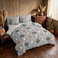 thumbnail image 2 of Manfei Western Cow Skull Queen Bedding, Bohemian Aztec Bedding Comforter Set Queen, Gray Black White, Gray Reversible 7pcs, 2 of 6