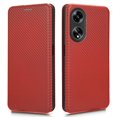 thumbnail image 1 of KAIYANG Funda con soporte para Oppo A1 5G, textura de fibra de carbono, ranura para tarjetas, piel sintética, a prueba de golpes, estilo E, Oppo A1 5G, marrón, 1 of 5