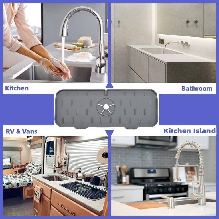 Generic Silicone Faucet Sink Mat Sink Splash Guard, Kitchen Faucet Splash  Pad, Sink Drain Pad Behind Faucet, Bathroom Drip Protector Sp