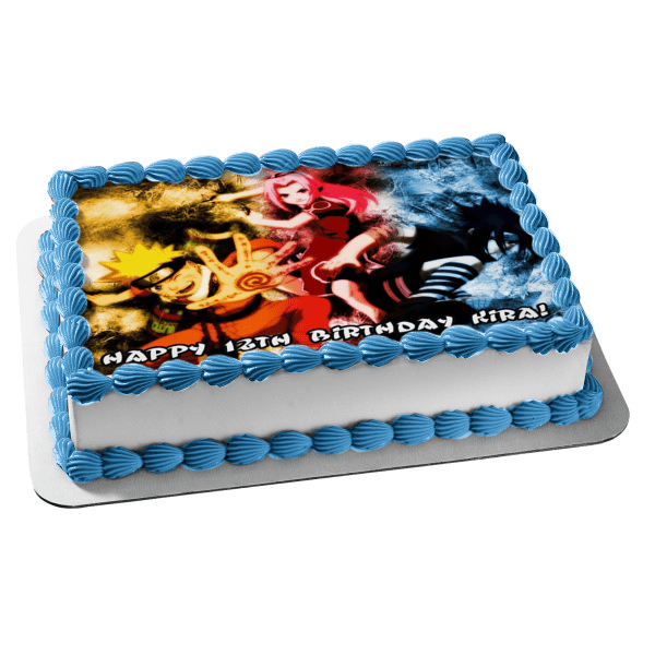 Naruto Anime Yellow Red Blue Edible 1/4 Sheet Image Frosting Cake Topper  ABPID01459 