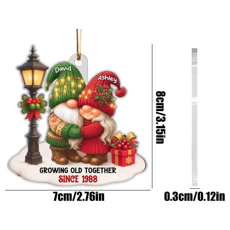 Gnome Christmas Couple Growing Old Together Personalized Acrylic Ornam