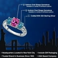 thumbnail image 2 of Gem Stone King 925 Sterling Silver Pink Created Sapphire and London Blue Topaz Filigree Style 3 Stone Ring for Women (2.85 Cttw, Oval 8X6MM and 6X4MM) (Size 7), 2 of 6