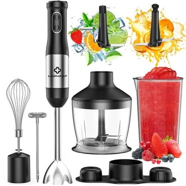 Immersion Blender, LINKChef 20-Speed 7-in-1 Hand Blender with Storage Bracket, Stick Blender with 304 Stainless Steel Blades, 600ml Beaker (Black)