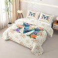 thumbnail image 3 of Feelyou Floral Alphabet M Bed Spread Queen for Women Girls, Watercolor Groovy Rose Queen Coverlet Set, Multi-Color, 3pcs, 3 of 7