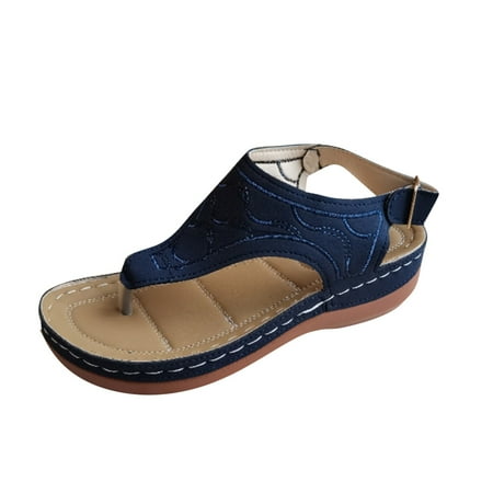 

CYMMPU Women s Slippers Women s Wedge Heel Flip Flops Multicolor Embroidered Sandals Slippers