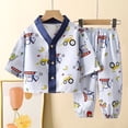 thumbnail image 2 of Splozh Girls Pjs 1-16 Years Girls' Summer Pajama Set Long Sleeve Tops Pants Air Conditioning Set,Dark Blue,13-14 Years, 2 of 4