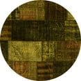 thumbnail image 1 of Ahgly Company Machine Washable Indoor Round Patchwork Yellow Transitional Area Rugs, 5' Round, 1 of 4