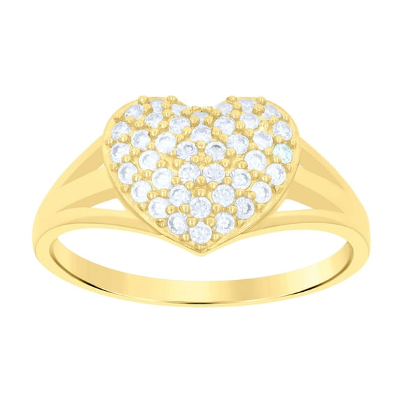 10kt 10k Yellow Gold Womens Cubic-Zirconia Heart Ring