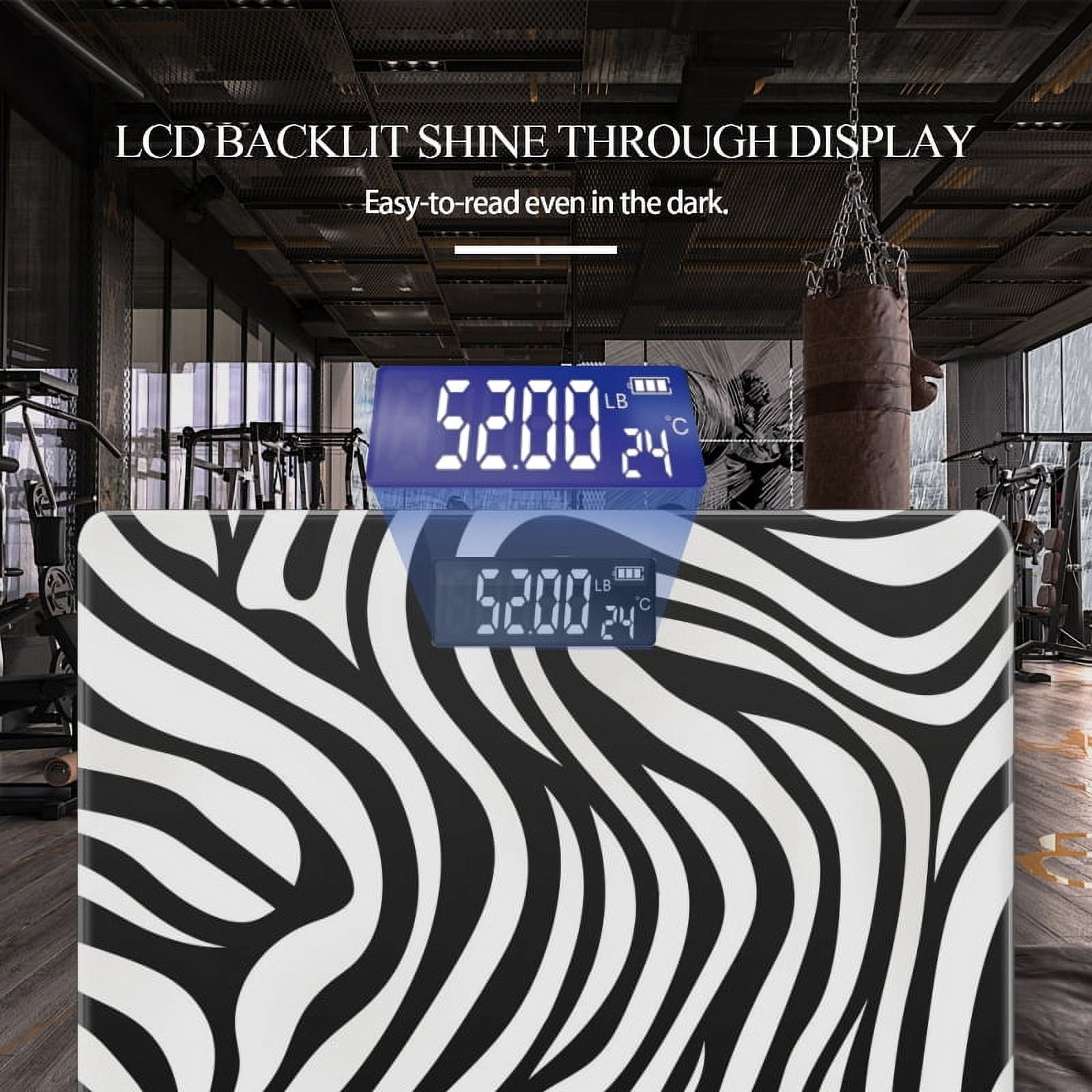 High Precision Body Weight Scale Smart Bathroom Scales with Large LCD Display(400lbs),Decorative for Bedroom-Black And White Zebra Skin Pattern
