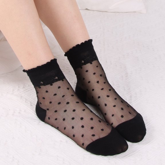 Ladies Spring Summer Leisure Transparent Solid Stockings Cool Glass Soft Short Socks, Clear