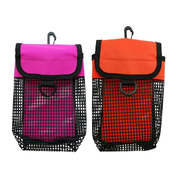 Paquete de 2 pernos de carrete de buceo, broche y de seguridad SMB, boya, bolsa de equipo de malla, soporte para equipo, bolsa de transporte kusrkot Bolsa de malla de buceo