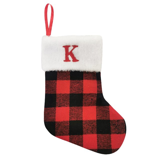 Calcetines Navideños Colgante Para Bolsa Navideña Calcetines Pequeños Con Letras En Cuadrícula Roja Y Negra Artículos Navideños