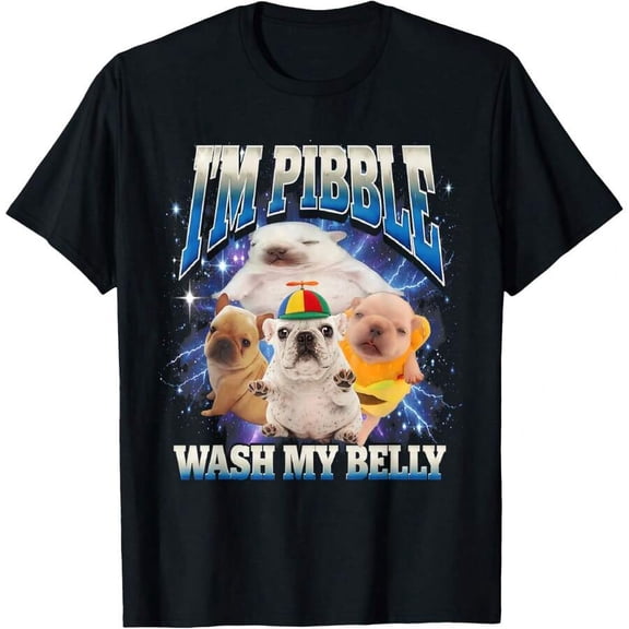 【New Arrival】Viral Pibble Puppy Cosmic Lightning Retro Graphic T-Shirt, Unisex Soft Cotton Crew Neck Funny Meme Dog Casual Tee, Dog Lover Humor Novelty Gift