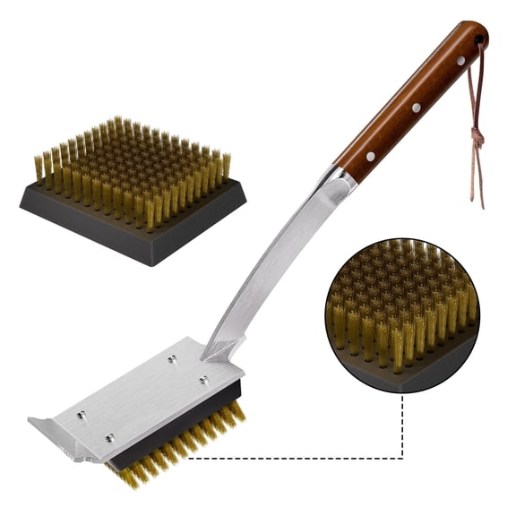 ENLOY 17" Grill Brush and Scraper, BBQ Brush for Grill with Replaceable Brush Head, Heavy-duty Grill Brush for Any Grill