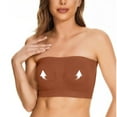 thumbnail image 5 of 2 Pack Strapless Wireless Bras for Women Plus Size Bandeau Hollow Back Tube Top Bralette Comfort Full Coverage Push Up Bra, Brown, 5 of 7