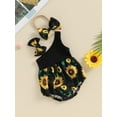 thumbnail image 3 of Bagilaanoe Newborn Baby Girl Summer Rompers Sunflower Print Sleeveless Bodysuits + Headband 3M 6M 12M 18M Infant One Piece Jumpsuit, 3 of 7