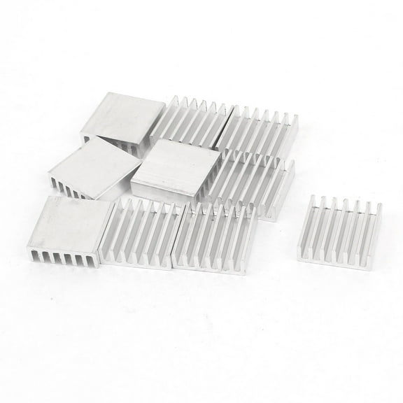 Unique Bargains 10 Pieces Silver Tone Aluminum Radiator Heat Sink Heatsink 20mm x 20mm x 6mm