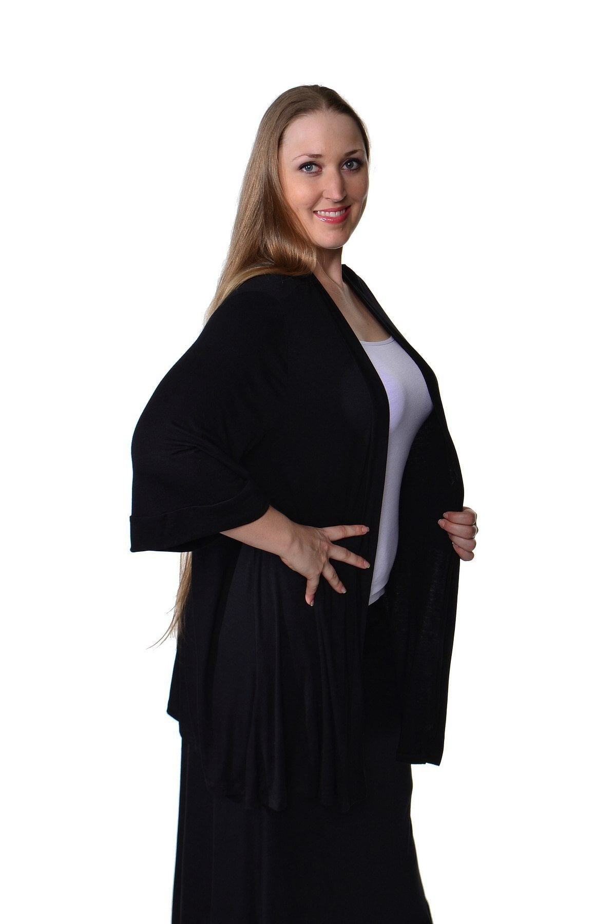 Women's Plus Size 3/4 Sleeve Open Shrug