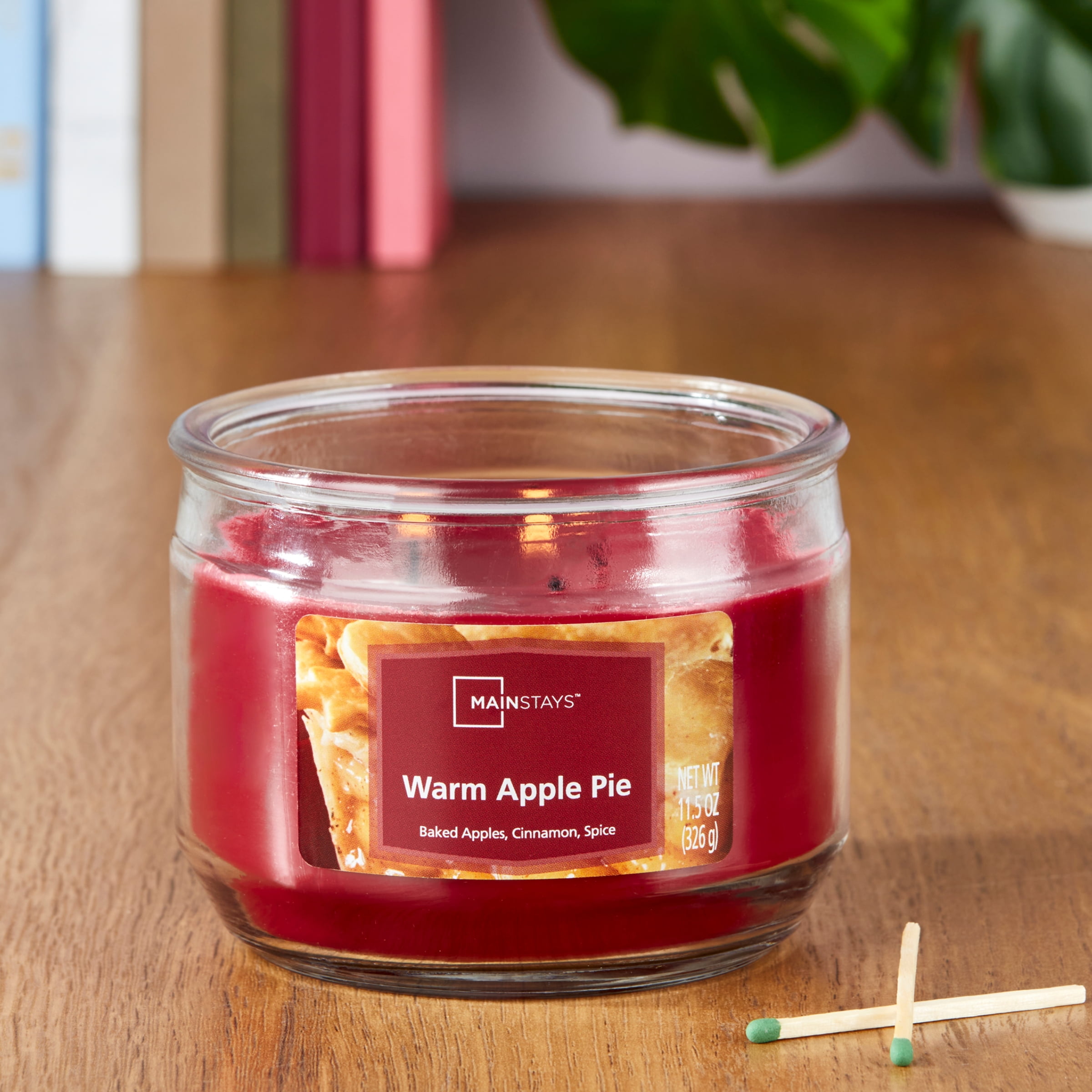 Mainstays 3-Wick Scented Glass Jar Candle, Warm Apple Pie, 11.5oz.