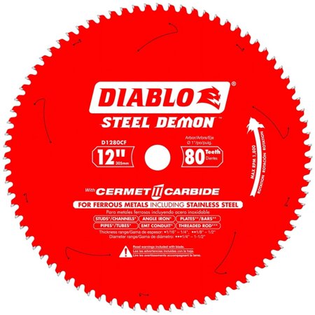 UPC: 0008925135470 | Diablo Steel Demon 12 in. D X 1 in. Cermet Cermet Metal Saw Blade 80 teeth 1 pk